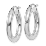14k White Gold Hoop Earrings, Lightweight Rounded Design, High Polish Finish, Minimalist Style