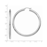 10k White Gold Hoop Earrings, Large Round Polished Hoops, Classic Minimalist Design for Women