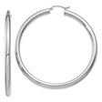 14k White Gold Hoop Earrings, Classic Round Tube Design, High Polish Finish