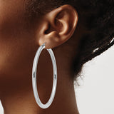 14k White Gold Hoop Earrings with Polished Finish and Latch Back Closure