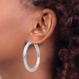 14k White Gold Hoop Earrings, High Polish Finish, Classic Minimalist Design for Women