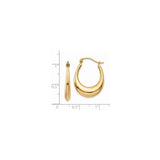 14k Yellow Gold Tapered Teardrop Hoop Earrings, Bold Modern Hollow Style for Women