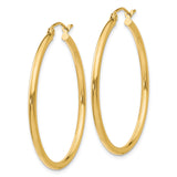 14k Yellow Gold Hoop Earrings, Classic Round Polished Lightweight Design for Women