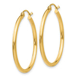 14k Yellow Gold Hoop Earrings, Classic Lightweight Round Design, Polished Finish for Women