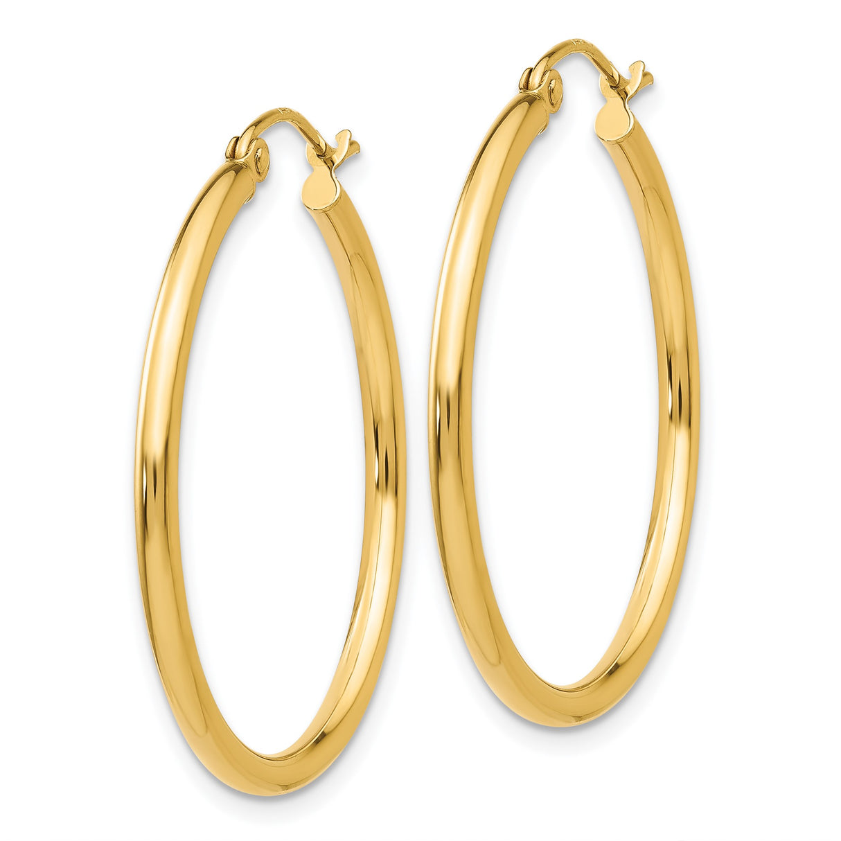 14k Yellow Gold Hoop Earrings, Classic Polished Finish, Lightweight Minimalist Style for Women