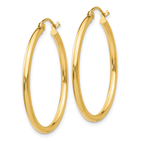 14k Yellow Gold Hoop Earrings, Classic Polished Finish, Lightweight Minimalist Style for Women