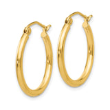 14k Yellow Gold Hoop Earrings, Classic Round Polished Design with Snap Back Closure