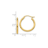 14k Yellow Gold Hoop Earrings, Classic Round Polished Design with Snap Back Closure
