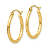 14k Yellow Gold Hoop Earrings, Smooth Polished Finish, Lightweight Classic Latch Back Hoops