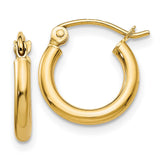 14k Yellow Gold Hoop Earrings, Lightweight Classic Hinged Design for Women
