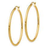 14k Yellow Gold Hoop Earrings, Lightweight Round Design with High Polish Finish