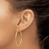 14k Yellow Gold Hoop Earrings, Lightweight Round Design with High Polish Finish