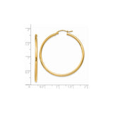 14k Yellow Gold Hoop Earrings, Lightweight Round Design with High Polish Finish