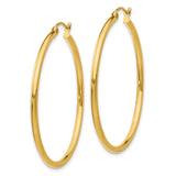 14k Yellow Gold Hoop Earrings, Classic Round Tube Design with Smooth Polished Finish