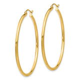 14k Yellow Gold Hoop Earrings, Large Classic Round Design with High Polish Finish