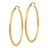 14k Yellow Gold Hoop Earrings, Sleek Polished Round Hoops with Latch-Back Closure, Minimalist Style