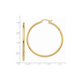 14k Yellow Gold Hoop Earrings, Sleek Polished Round Hoops with Latch-Back Closure, Minimalist Style