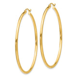 14k Yellow Gold Hoop Earrings, Large High-Polish Round Design for Women