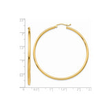 14k Yellow Gold Hoop Earrings, Large High-Polish Round Design for Women