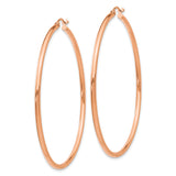 14k Rose Gold Hoop Earrings, Large Smooth Polished Finish, Minimalist Tube Design