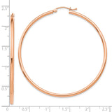14k Rose Gold Hoop Earrings, Large Smooth Polished Finish, Minimalist Tube Design