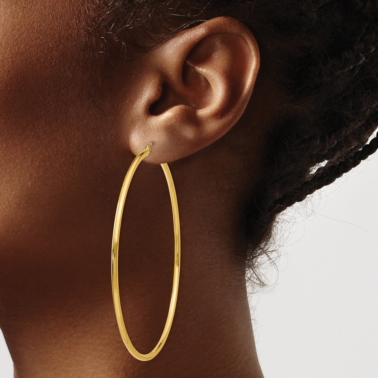 14k Yellow Gold Hoop Earrings, Large Thin Round Lightweight Classic Style