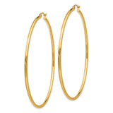 14k Yellow Gold Hoop Earrings, Large Polished Round Hoops with Latch Back Closure