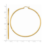 14k Yellow Gold Hoop Earrings, Large Polished Round Hoops with Latch Back Closure