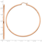 14k Rose Gold Hoop Earrings, Large Round Polished Finish, Lightweight Minimalist Design