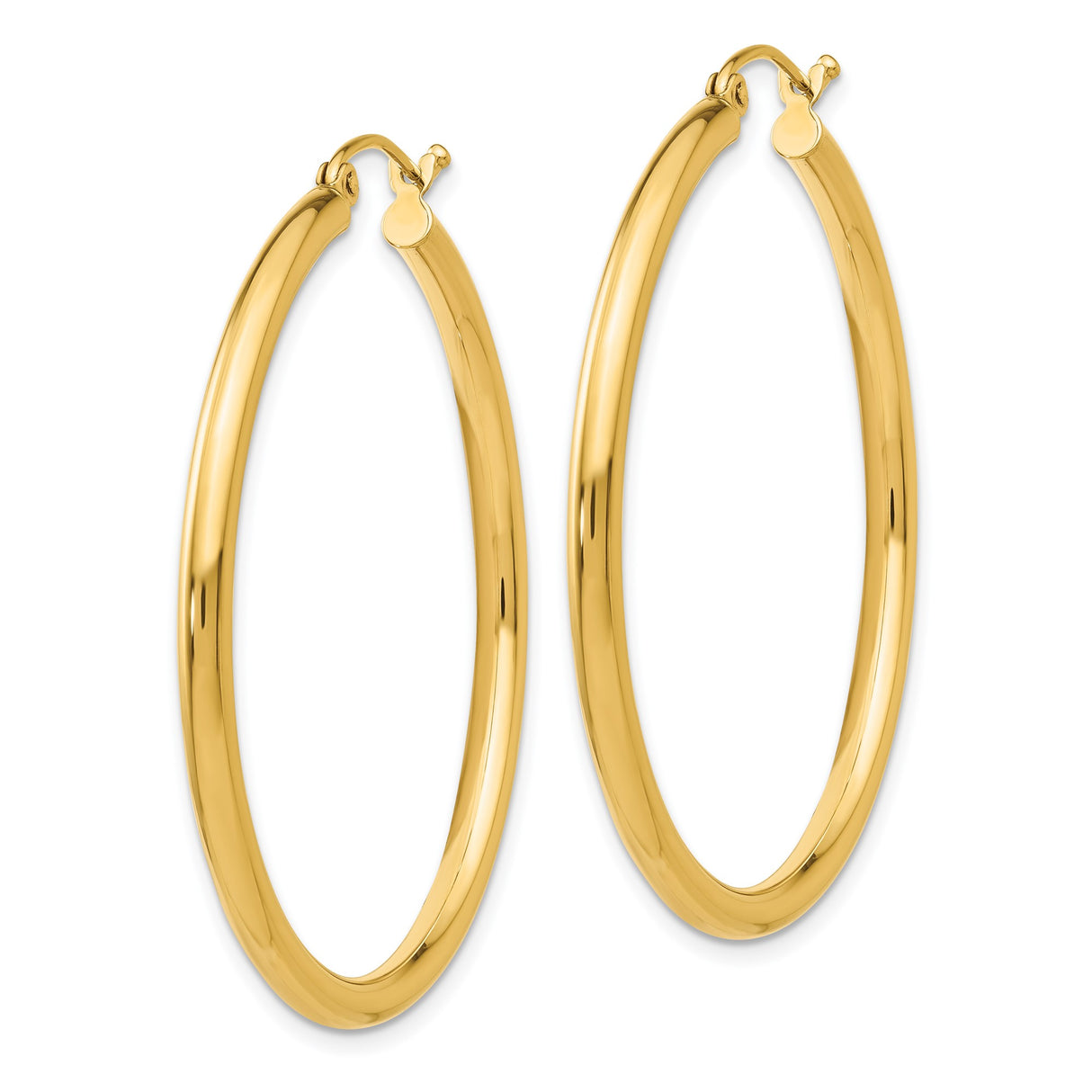 14k Yellow Gold Hoop Earrings, Classic Round Design with High-Polish Finish for Women