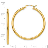 14k Yellow Gold Hoop Earrings, Classic Polished Round Design, Lightweight Minimalist Style for Women