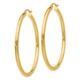 14k Yellow Gold Hoop Earrings, Classic Polished Round Design, Lightweight and Minimalist Style