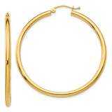 14k Yellow Gold Hoop Earrings, Classic Polished Round Design, Lightweight and Minimalist Style