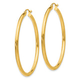 14k Yellow Gold Hoop Earrings, Lightweight Classic Round Hoops with Polished Finish