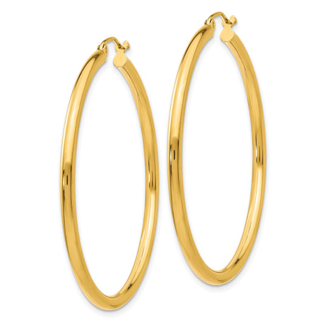 14k Yellow Gold Hoop Earrings, Lightweight Classic Round Hoops with Polished Finish