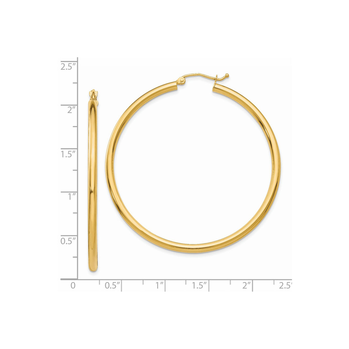 14k Yellow Gold Hoop Earrings, Classic Round Tube Design with Latch Back Closure