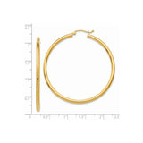 14k Yellow Gold Hoop Earrings, Classic Round Tube Design with Latch Back Closure