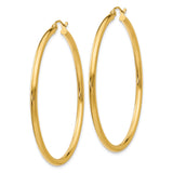14k Yellow Gold Hoop Earrings, Large Round Polished Minimalist Style for Women