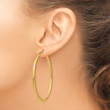 14k Yellow Gold Hoop Earrings, Classic Large Lightweight Polished Round Hoops for Women