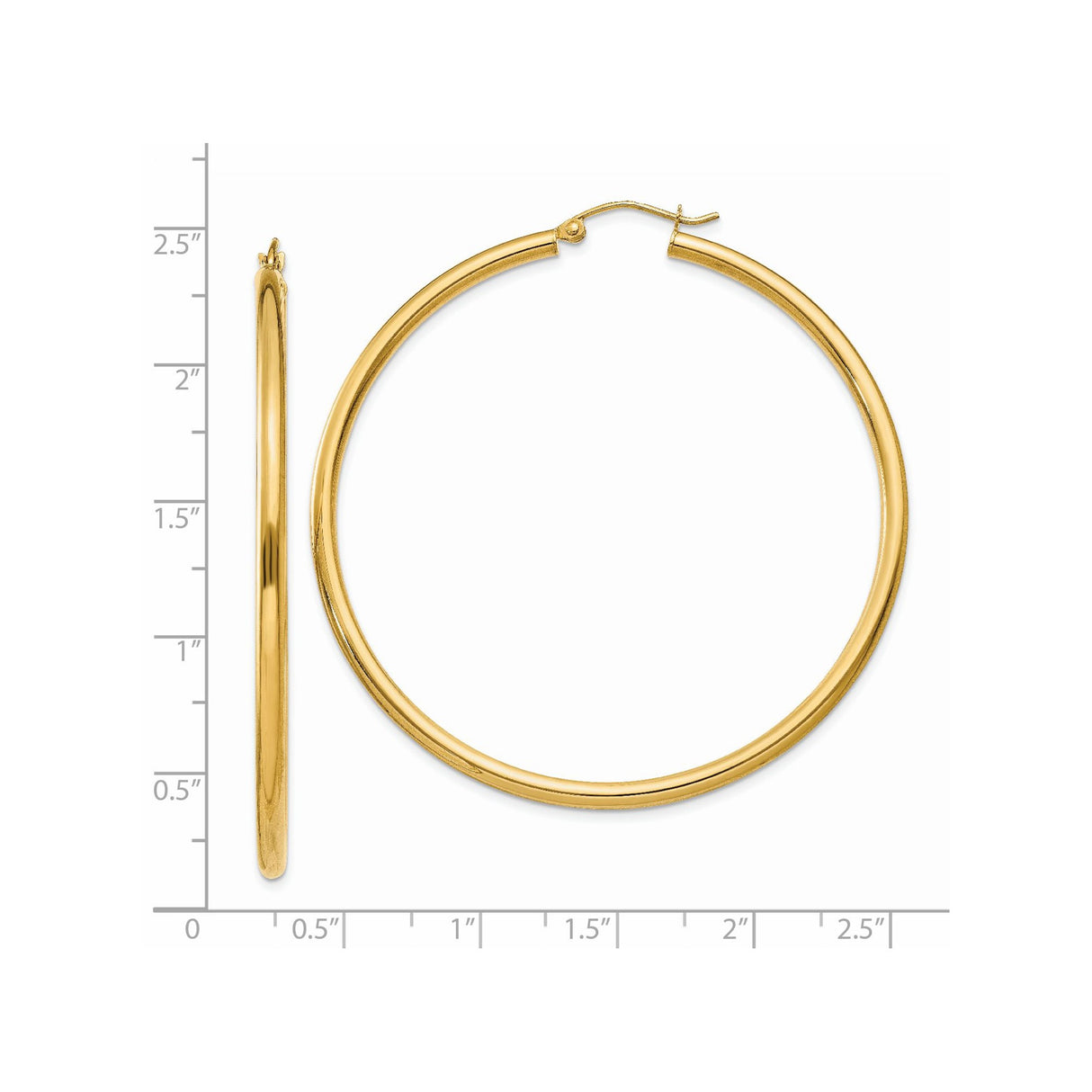 14k Yellow Gold Hoop Earrings, Classic Large Lightweight Polished Round Hoops for Women