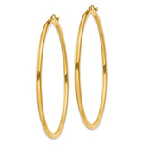 14k Yellow Gold Hoop Earrings, Classic Round Polished Lightweight Design for Women