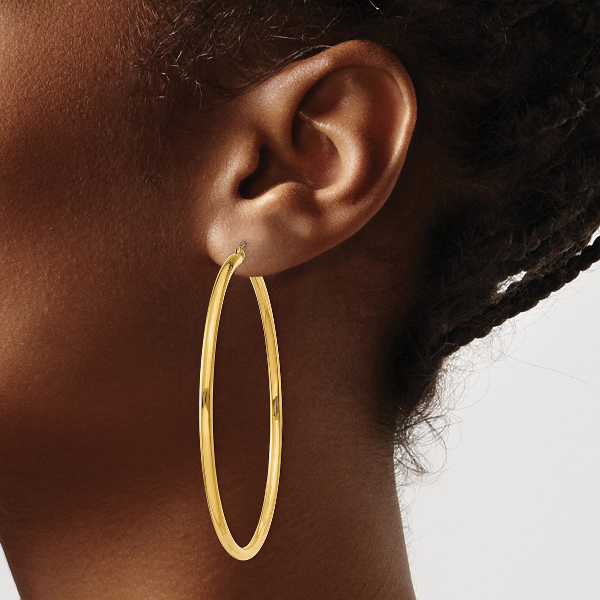 14k Yellow Gold Hoop Earrings, Classic Round Polished Minimalist Design for Women