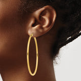 14k Yellow Gold Hoop Earrings, Classic Round Polished Minimalist Design for Women