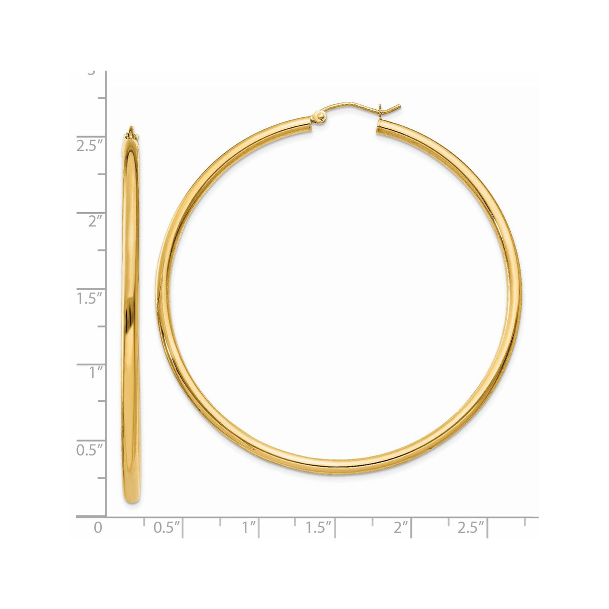 14k Yellow Gold Hoop Earrings, Classic Round Polished Minimalist Design for Women