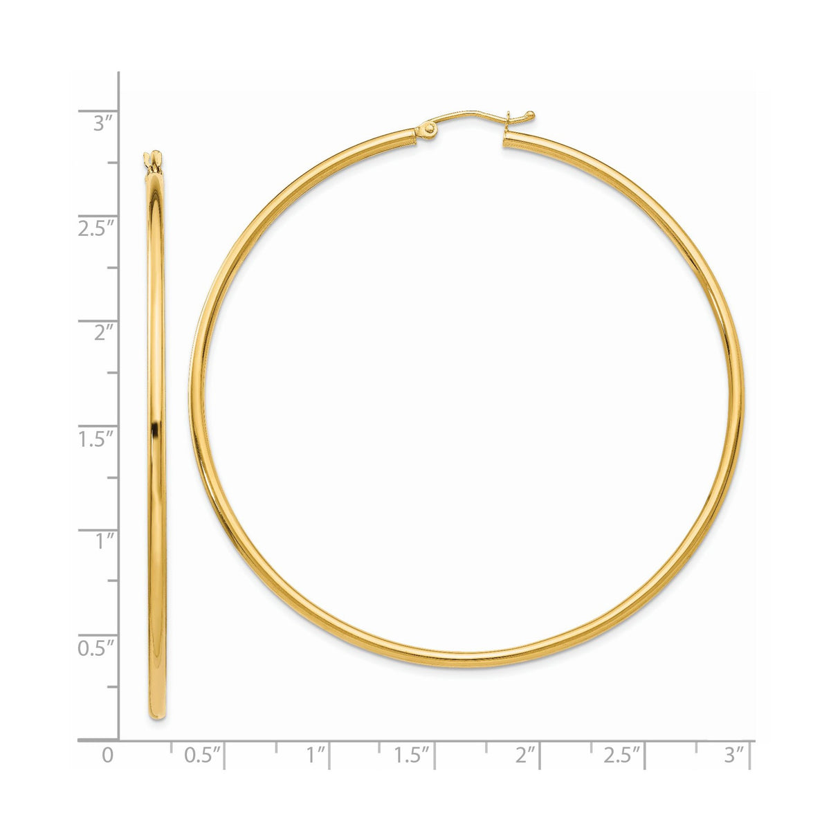 14k Yellow Gold Hoop Earrings, Classic Round Polished Design, Lightweight Everyday Jewelry