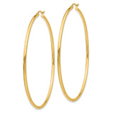 14k Yellow Gold Hoop Earrings, Large Lightweight Round Design with Latch-Back Closure