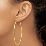 14k Yellow Gold Hoop Earrings, Large Lightweight Round Design with Latch-Back Closure