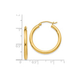 14k Yellow Gold Hoop Earrings, Classic Polished Round Lightweight Design for Women
