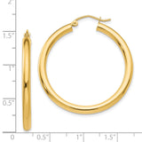 14k Yellow Gold Hoop Earrings, Classic Round Tube Design with Polished Finish for Women