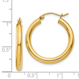 14k Yellow Gold Hoop Earrings, Polished Finish, Classic Round Design, Latch Back Closure